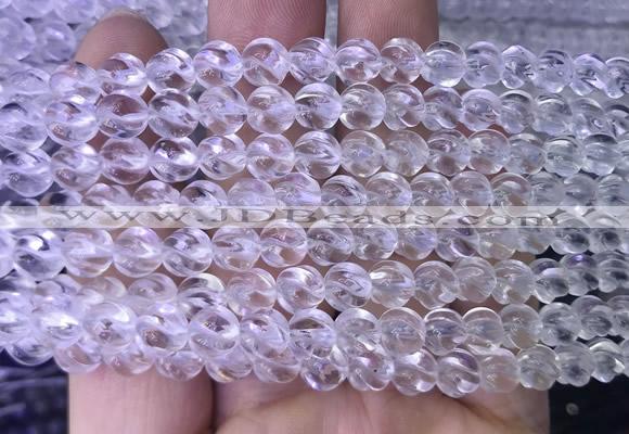 NCBS09 15 inches 6mm carved S shape white crystal beads wholesale