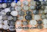 NGBS05 15 inches 8*12 - 10*14mm nuggets black rutilated quartz gemstone beads