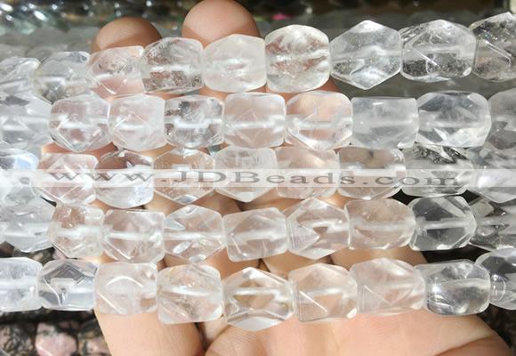 NGBS132 15 inches 9*11mm faceted nuggets white crystal gemstone beads