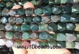 NGBS145 15 inches 9*11mm faceted nuggets indian agate gemstone beads