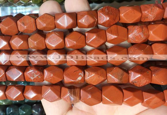 NGBS147 15 inches 9*11mm faceted nuggets red jasper gemstone beads