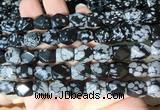 NGBS155 15 inches 9*11mm faceted nuggets snowflake obsidian gemstone beads