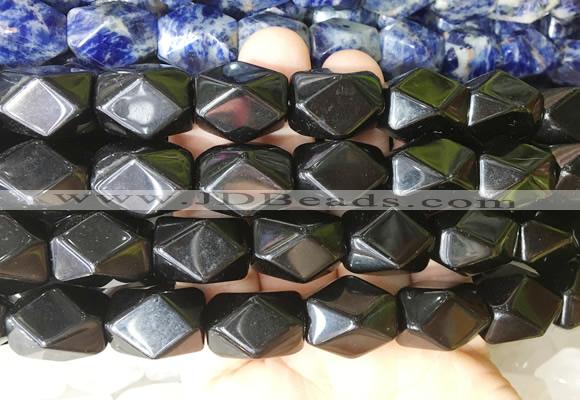 NGBS166 15 inches 13*18mm faceted nuggets black obsidian gemstone beads