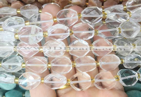 NGBS188 15 inches 10*14mm - 12*16mm faceted freeform white crystal beads