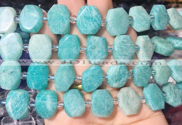 NGBS198 15 inches 10*14mm - 12*16mm faceted freeform amazonite beads