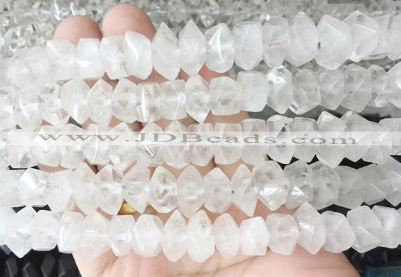 NGBS205 15 inches 8*12mm - 10*14mm faceted nuggets white crystal beads