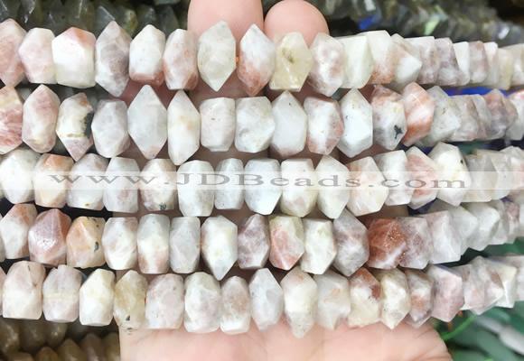 NGBS210 15 inches 8*12mm - 10*14mm faceted nuggets sunstone beads