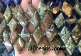 NGBS98 15 inches 13*22mm - 15*25mm faceted marquise green rhyolite beads