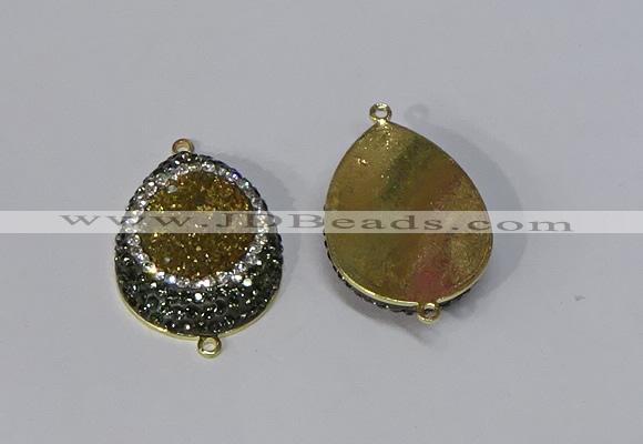 NGC1072 25*35mm teardrop druzy agate connectors wholesale