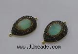 NGC1131 25*35mm teardrop Australia chrysoprase connectors wholesale