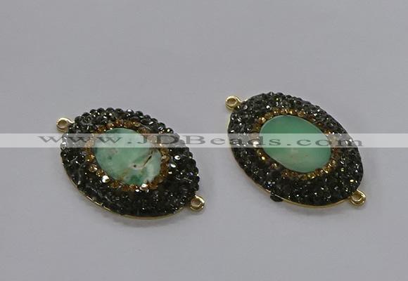 NGC1132 25*35mm oval Australia chrysoprase connectors wholesale