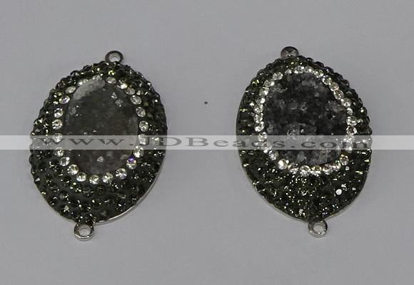 NGC1140 25*35mm oval druzy agate connectors wholesale