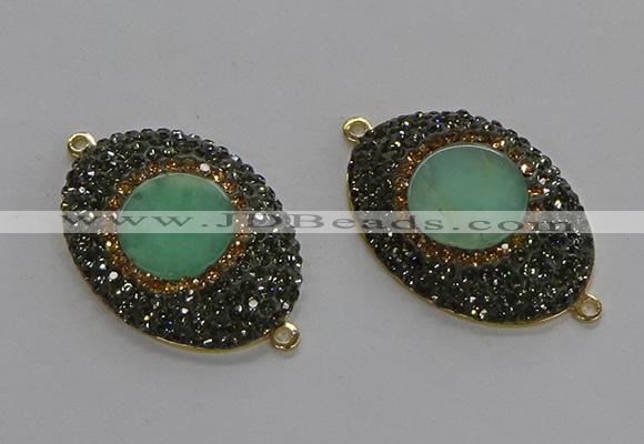 NGC1175 25*35mm oval Australia chrysoprase connectors wholesale