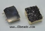 NGC120 30*40mm - 35*45mm rectangle druzy amethyst connectors