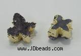 NGC121 20*25mm - 25*35mm butterfly druzy amethyst connectors