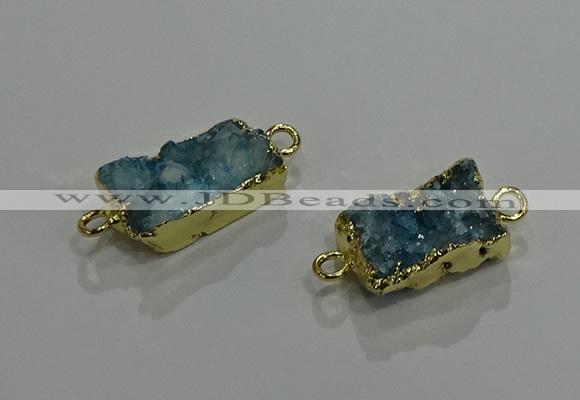 NGC1225 10*14mm - 12*16mm rectangle druzy agate gemstone connectors