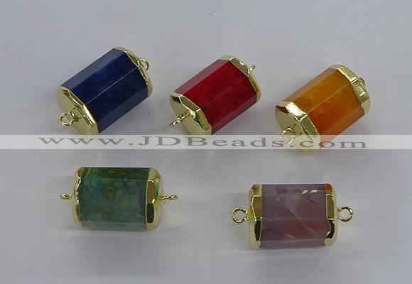 NGC1268 15*20mm faceted tube agate gemstone connectors wholesale