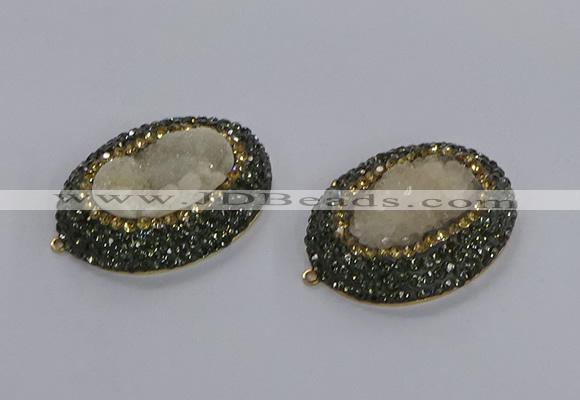 NGC1278 35*45mm oval druzy agate connectors wholesale