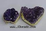 NGC1324 45*50mm - 50*60mm heart druzy amethyst connectors