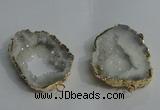 NGC136 30*40mm - 35*45mm freeform plated druzy agate connectors