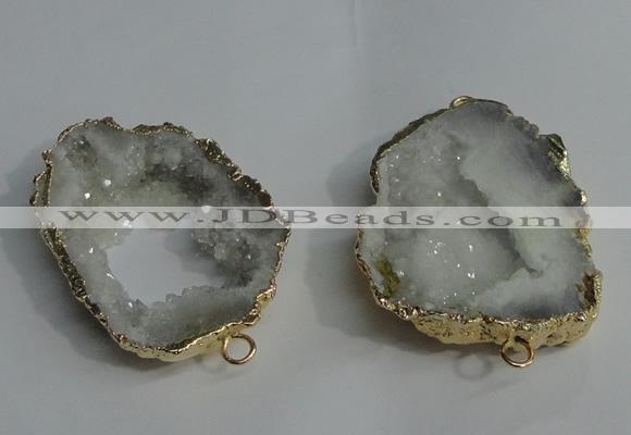 NGC136 30*40mm - 35*45mm freeform plated druzy agate connectors