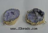 NGC138 30*40mm - 35*45mm freeform plated druzy agate connectors