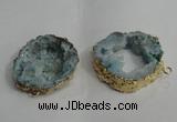 NGC139 30*40mm - 35*45mm freeform plated druzy agate connectors