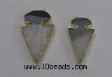 NGC1438 25*50mm - 30*55mm arrowhead agate gemstone connectors