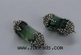 NGC1463 15*40mm - 15*45mm faceted nuggets green fluorite connectors