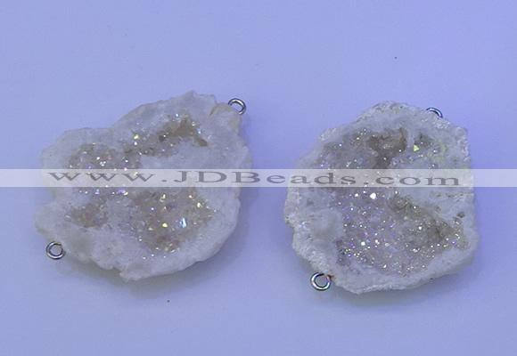 NGC1470 28*35mm - 40*45mm freeform plated druzy agate connectors