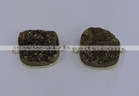 NGC1501 25*25mm square druzy quartz gemstone connectors wholesale