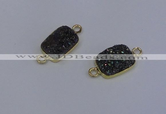 NGC1508 10*14mm rectangle druzy quartz gemstone connectors wholesale