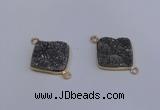 NGC1537 18*18mm diamond druzy quartz gemstone connectors wholesale