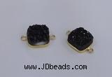 NGC1544 15*15mm square druzy quartz gemstone connectors wholesale