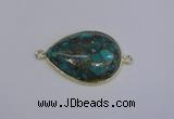 NGC1553 22*30mm teardrop turquoise & pyrite gemstone connectors