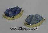 NGC1579 18*25mm - 18*28mm oval druzy quartz connectors wholesale