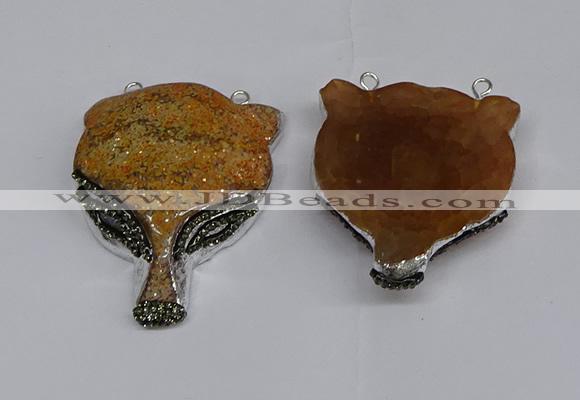 NGC1701 40*55mm - 45*60mm Fox-head agate gemstone connectors