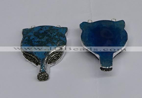 NGC1704 40*55mm - 45*60mm Fox-head agate gemstone connectors