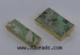 NGC1711 15*30mm - 25*45mm rectangle green gemstone connectors