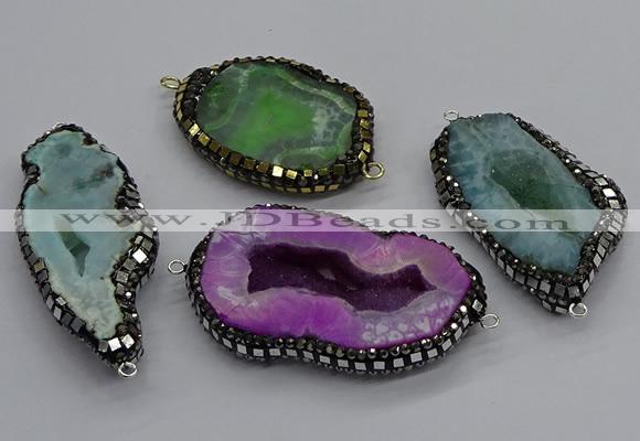 NGC1737 25*40mm - 35*55mm freeform druzy agate connectors