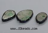 NGC1747 25*35mm - 30*45mm freeform green apple jasper connectors