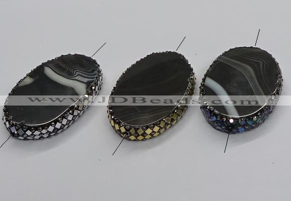 NGC1783 35*55mm oval agate gemstone connectors wholesale