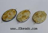 NGC1823 35*50mm oval agate gemstone connectors wholesale