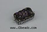 NGC1855 15*35mm - 22*30mm rectangle plated druzy amethyst connectors