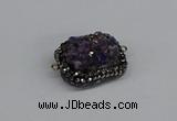 NGC1857 15*35mm - 22*30mm rectangle plated druzy amethyst connectors