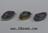 NGC1863 20*30mm - 22*35mm marquise plated druzy amethyst connectors