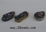 NGC1865 15*30mm - 25*35mm freeform plated druzy amethyst connectors