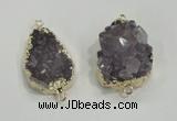 NGC196 20*28mm - 25*30mm freeform druzy amethyst connectors