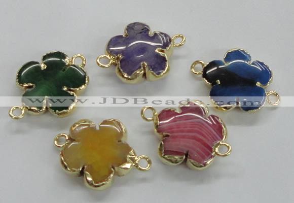 NGC218 24mm - 25mm flower agate gemstone connectors wholesale