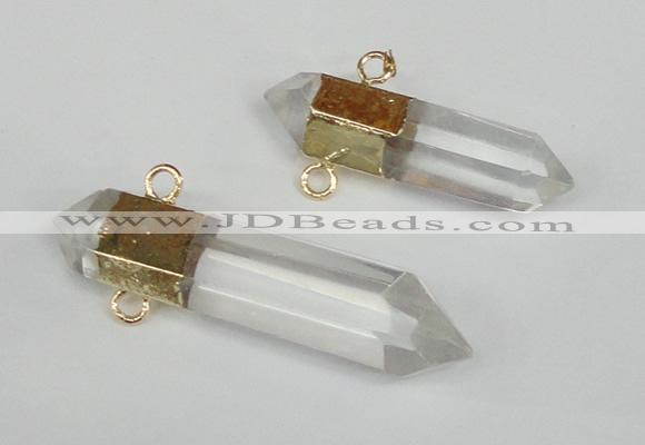 NGC226 10*35mm - 12*45mm faceted nuggets white crystal connectors